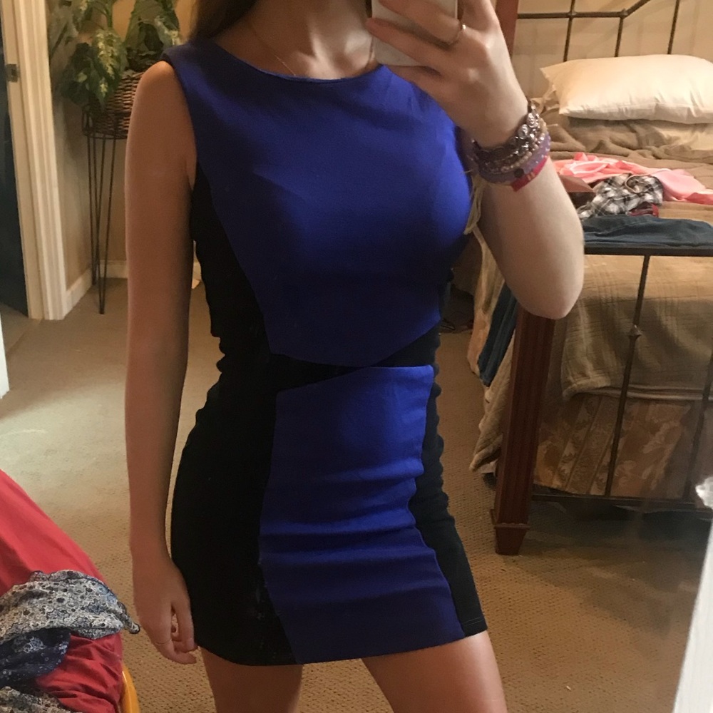 Blue and black dress